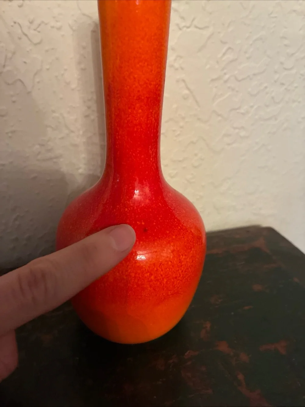 Royal Haeger 7.5” orange vase art pottery MCM